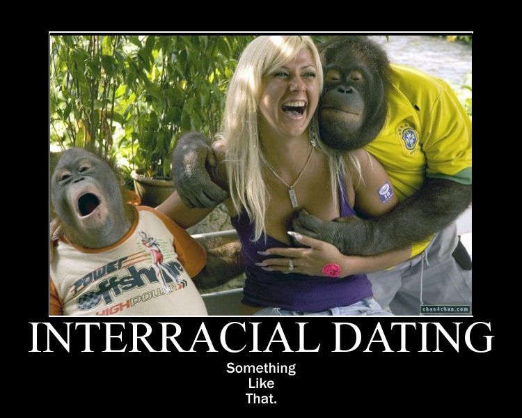 White women with two apes represents "interracial dating"