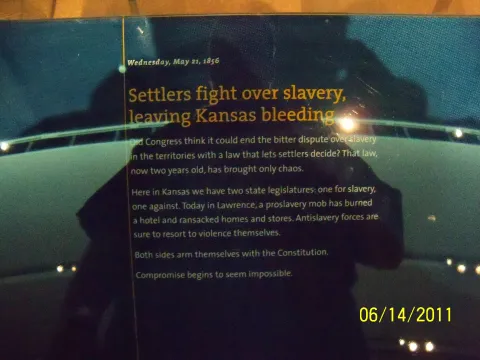 Plaque describing division over slavery in Kansas