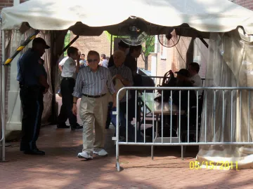 Security checkpoint at entrance to Independence Hall, Philthadelphia Security checkpoint at entrance to Independence Hall, Philthadelphia
