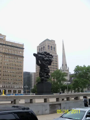 Grotesque Jewish sculpture, Philthadelphia, commemorating shoah hoax which never happened, not even anywhere else