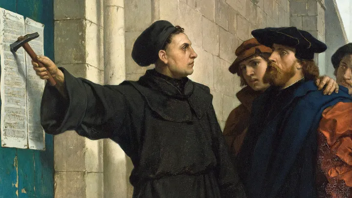 Ferdinand Pauwels - Luther hammers his 95 theses to the door - cropped