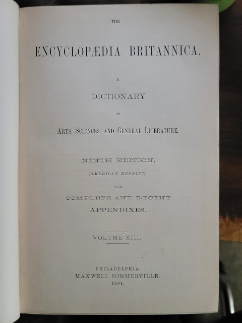 Britannica 9th edition Volume 13 title page