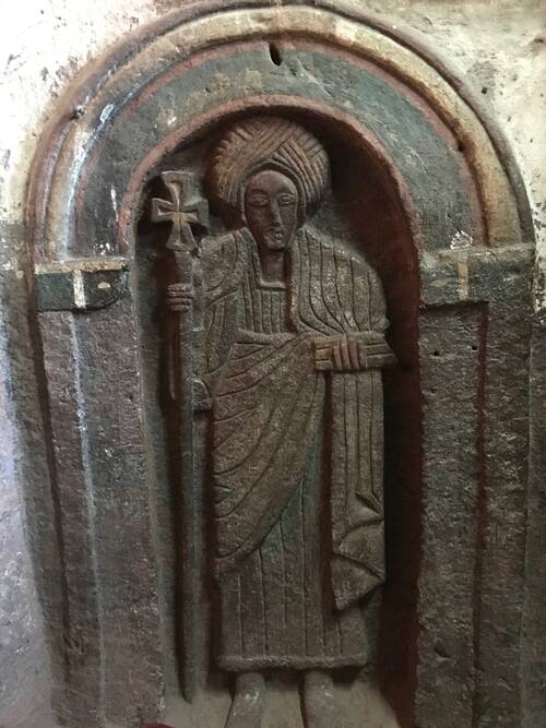 Stone relief from rock-hewn churches of Lalibela